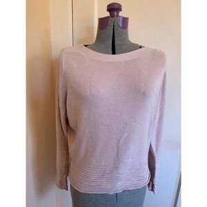Belldini Plus Size 1X Blush Pink Ribbed Knit Boat Neck Sweater Ruffle Cuff